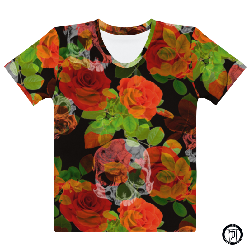 Premium T-Shirt Damen - Flowers and the Skull
