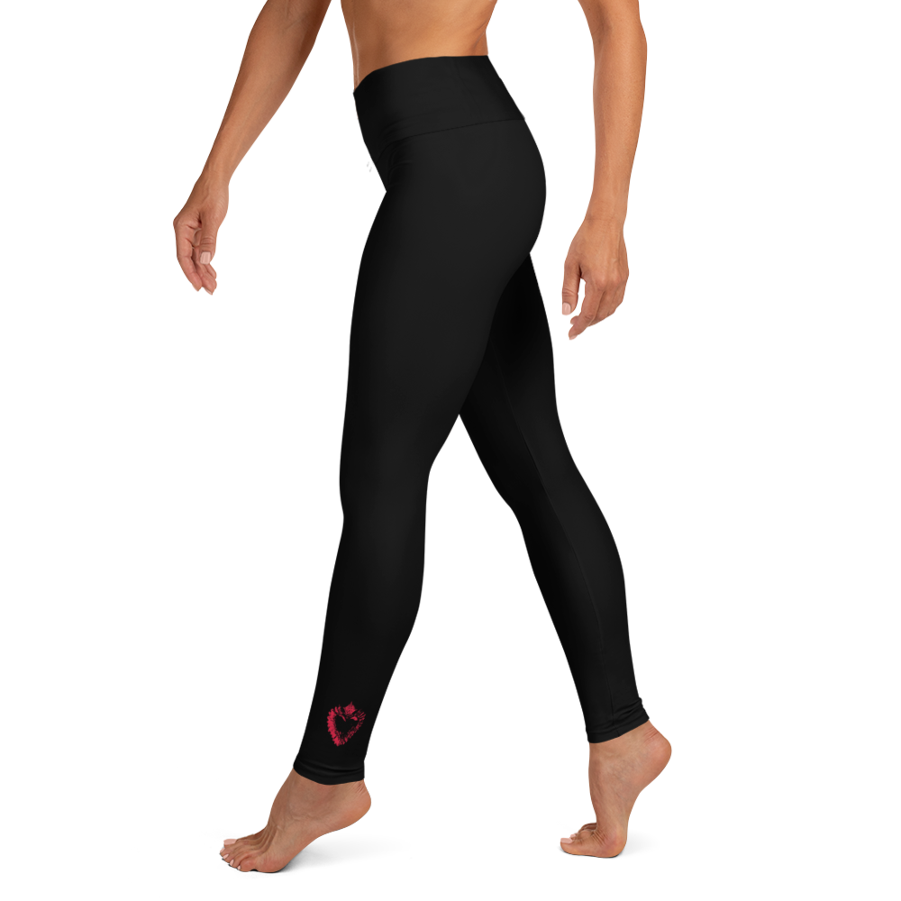 Yoga Leggings - Darker Hearts, Rotes Herz, schwarz
