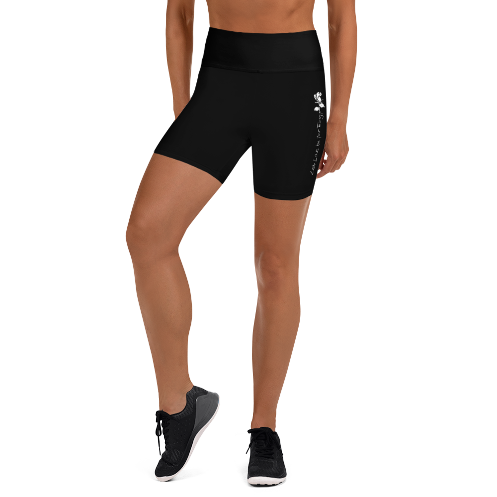 Short leggings trousers women - Let Love Be Your Energy, white rose