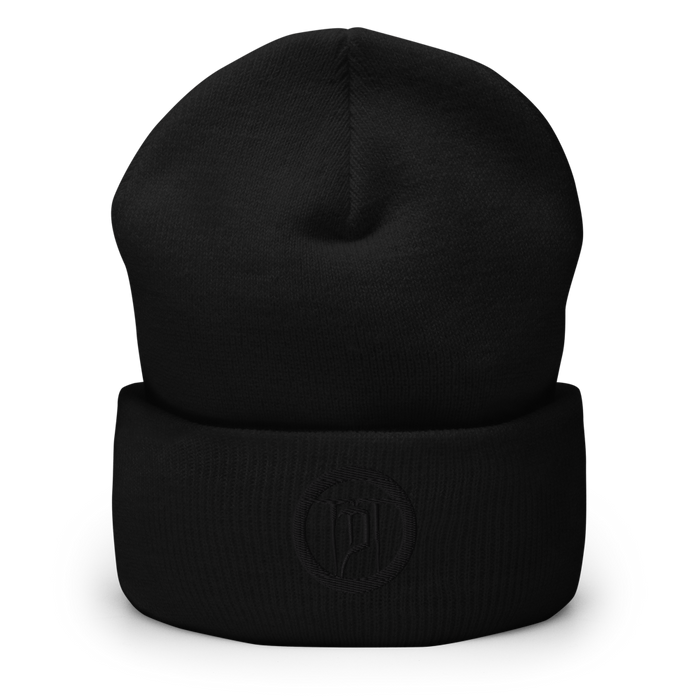 Beanie - Broderet våbenskjold, sort på sort