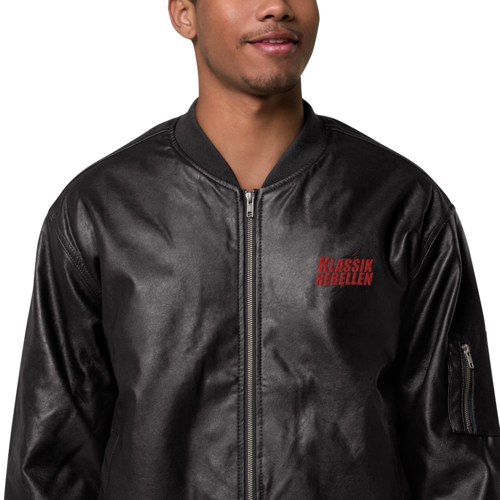 Kunstleder-Bomberjacke Herren - Klassik Rebellen bestickt