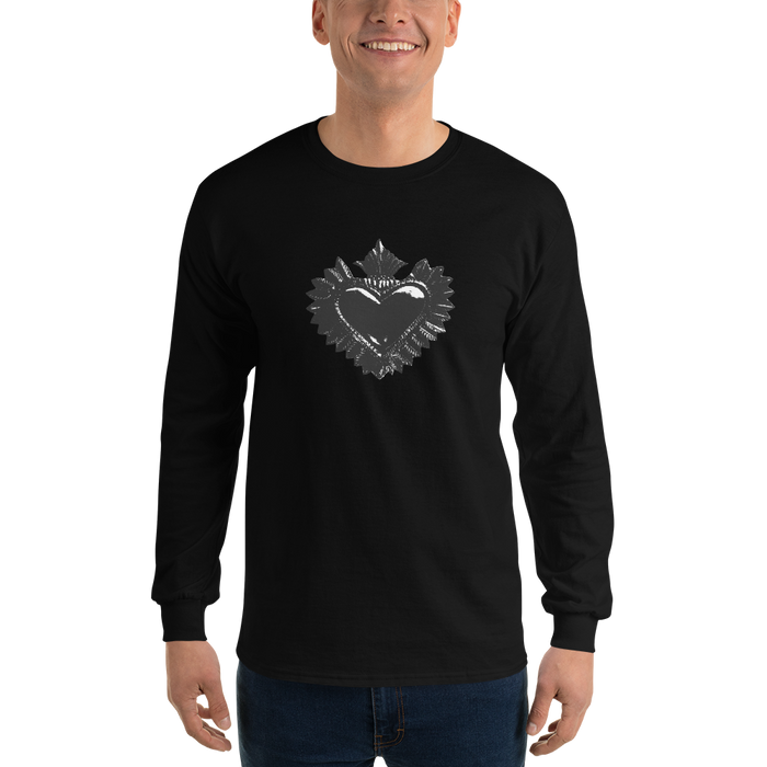 Langarmshirt Herren - Darker Hearts, Black Heart, Black on Black