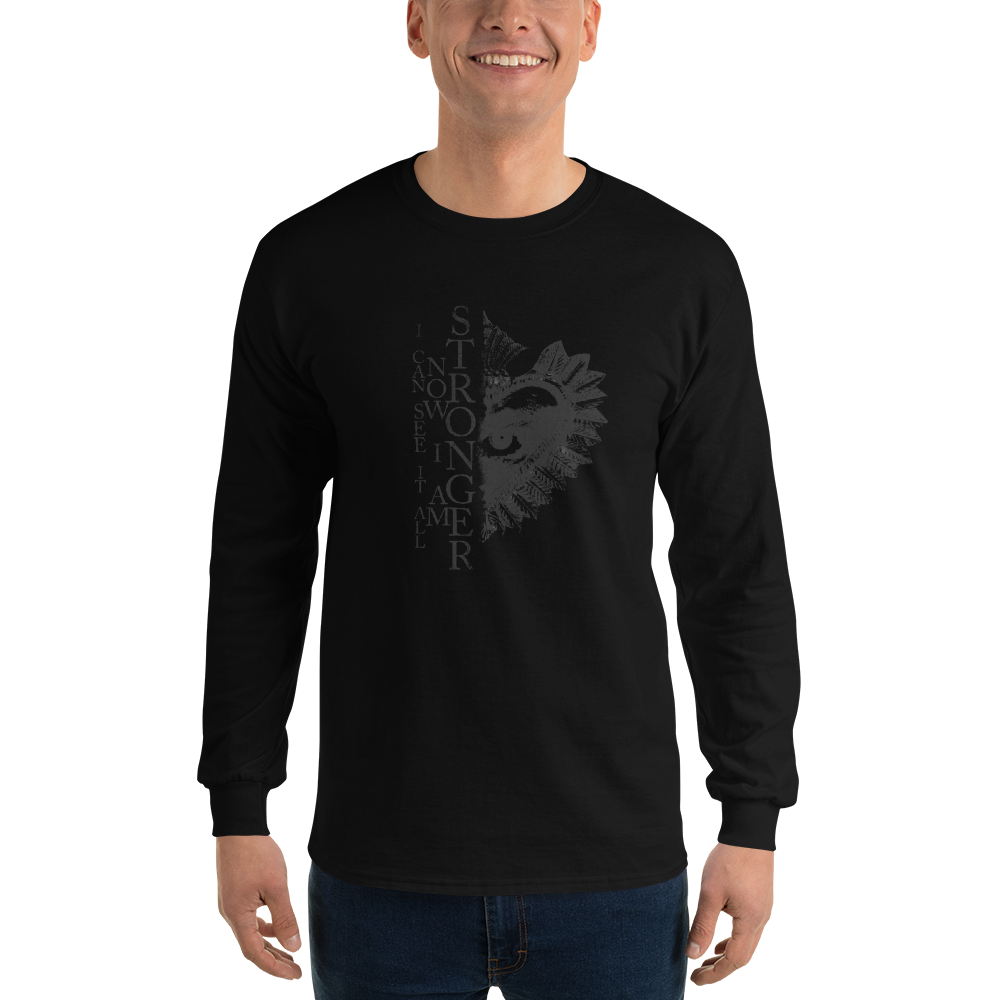 Langærmet skjorte herre - Now I Am Stronger, Darker Hearts, Black on Black