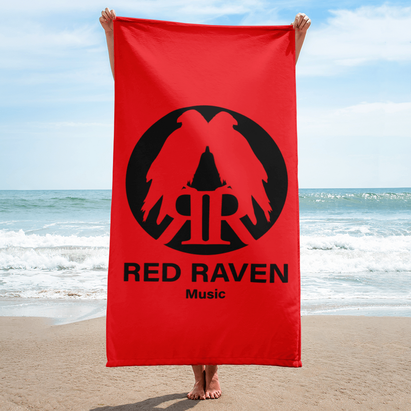 Großes Strandhandtuch - Red Raven Music Logo, rot