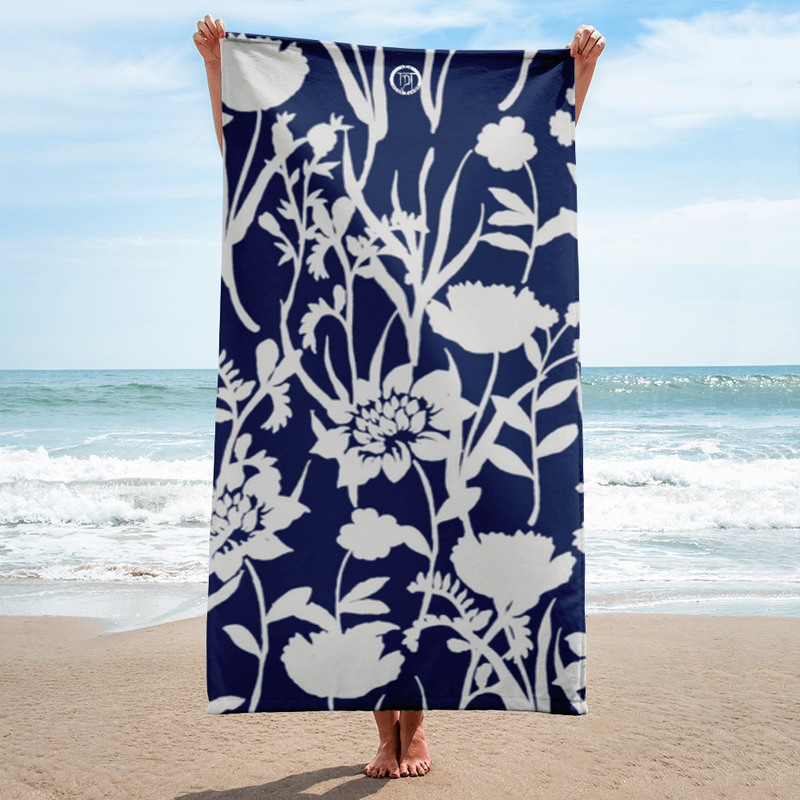Grosses Strandhandtuch - Blaue Blume