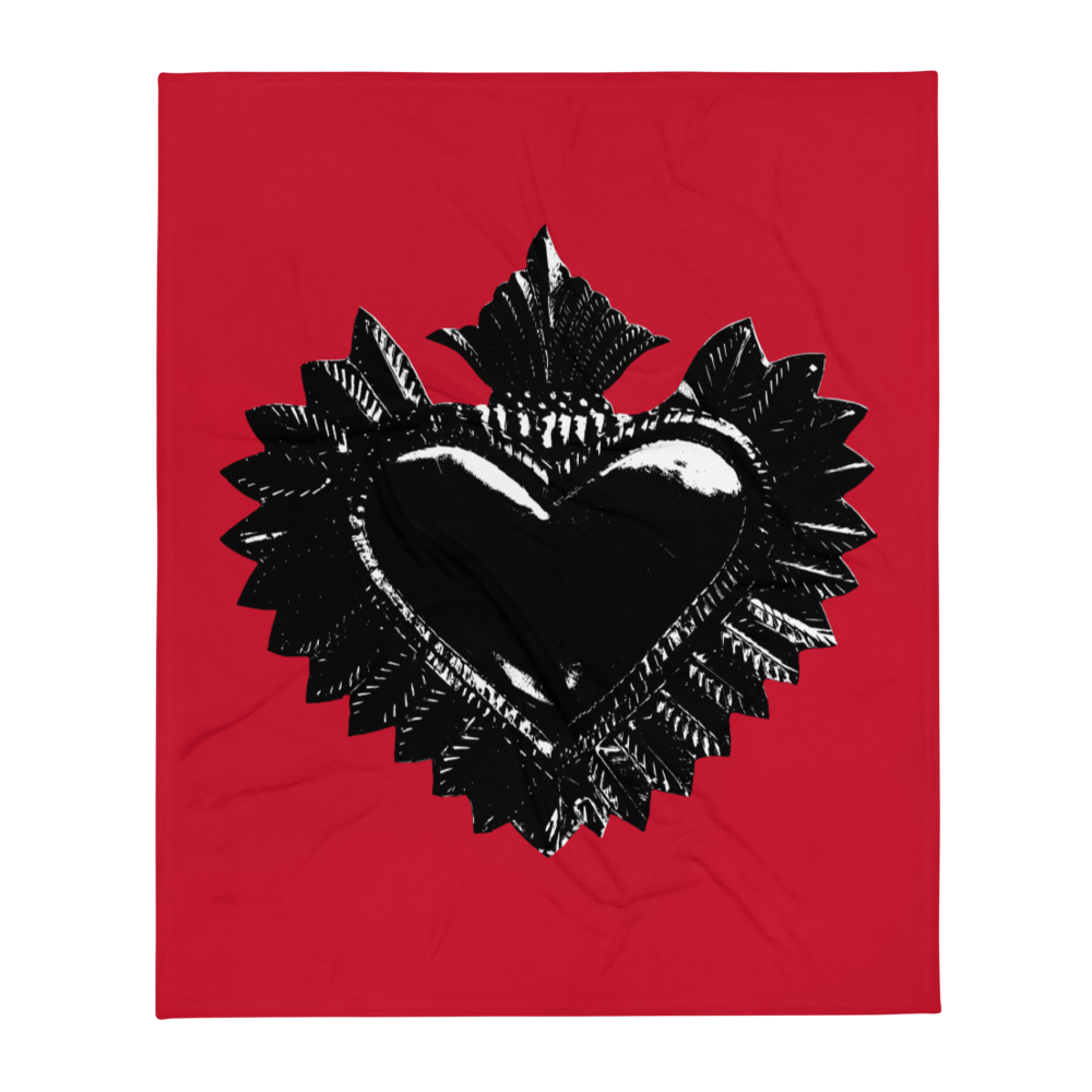Decke - Darker Hearts, Black Heart, rot