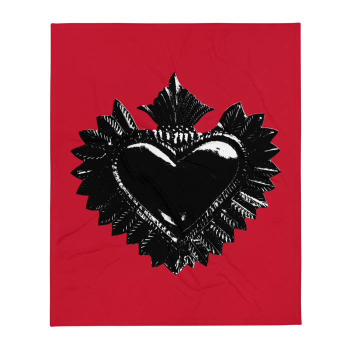 Decke - Darker Hearts, Black Heart, rot