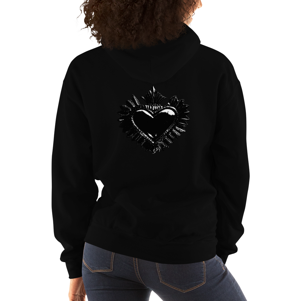 Hoodie Women - Darker Hearts, Black Heart, Black on Black