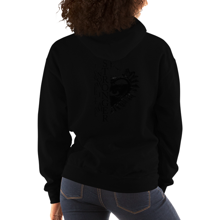 Hoodie Damen - Now I Am Stronger, Darker Hearts, Black on Black