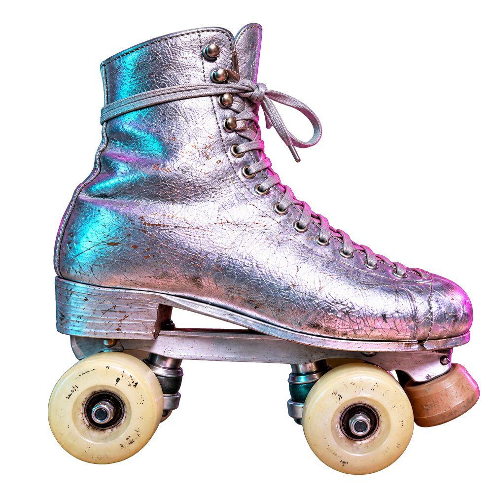Silberner Rollschuh im Neon-Look
